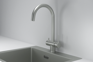 Смеситель для кухни Granula Kitchen Space 7104, СТАЛЬ МАТОВАЯ